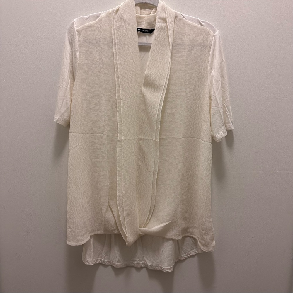 H By Halston Short Sleeve Cream Blouse. Size Medium
